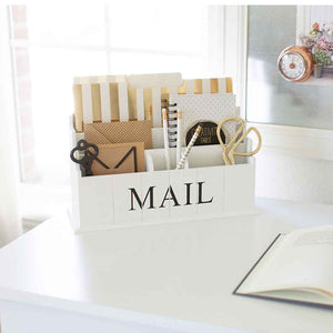 White Wooden Mail Organizer - 3 Tier