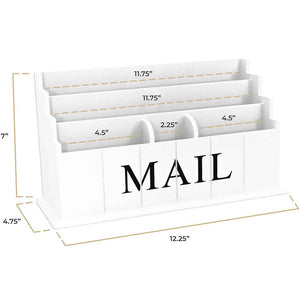 White Wooden Mail Organizer - 3 Tier