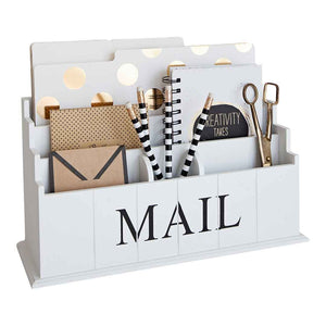 White Wooden Mail Organizer - 3 Tier