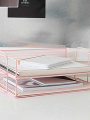 Load image into Gallery viewer, Fontvieille Stackable Pink Paper Tray - Set of 2 - Letter Size
