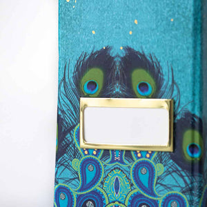 Load image into Gallery viewer, Foldable Magazine File Holder with Gold Label Holder - Set of 4 - Peacock
