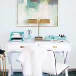 Load image into Gallery viewer, Riviera 6 Piece Aqua Interlocking Desk Organizer Set
