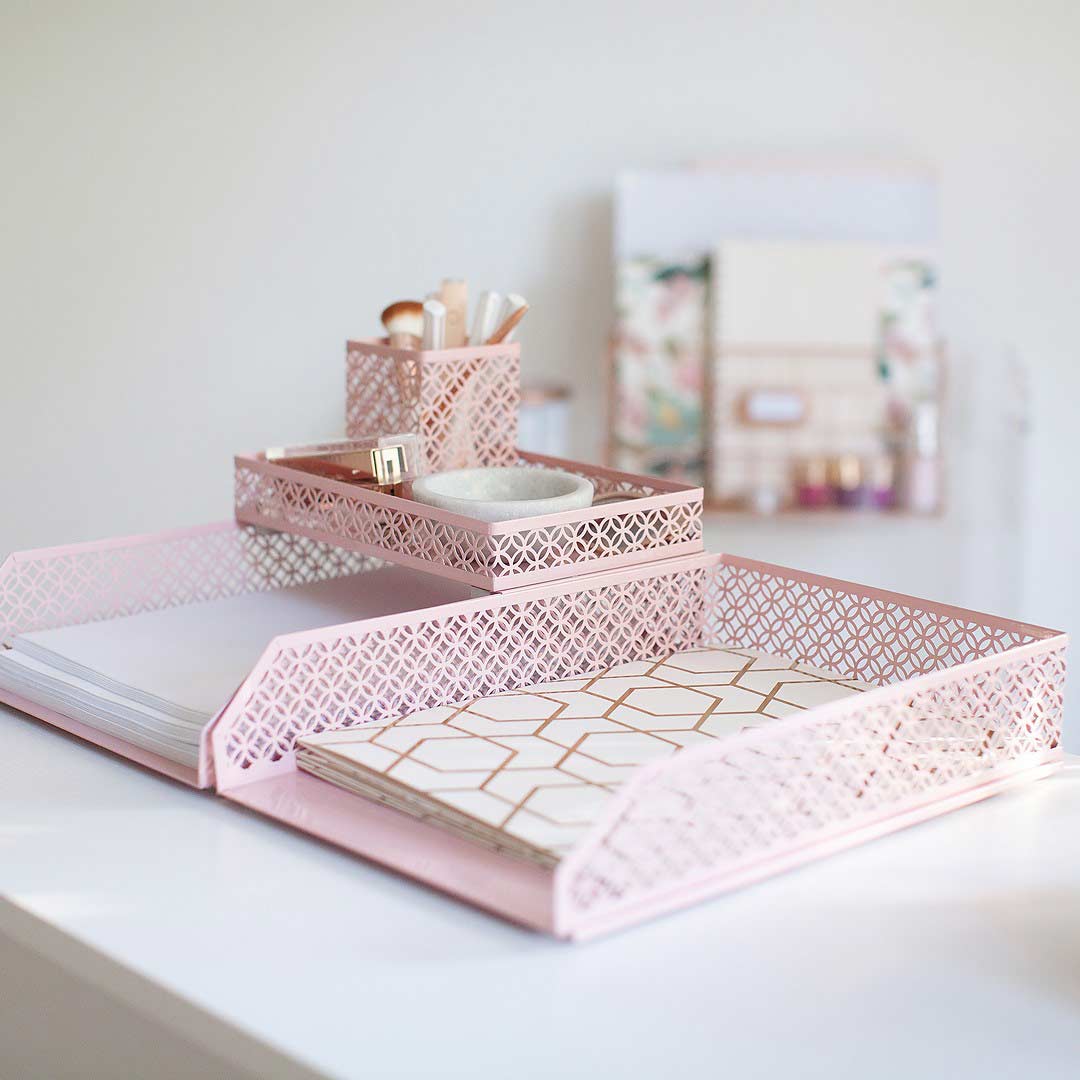 Rose Gold Desk Organizer and Storage for Your Accessories - Cute