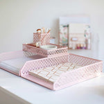 Load image into Gallery viewer, Riviera 6 Piece Pink Interlocking Desk Organizer Set
