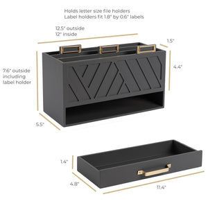 Load image into Gallery viewer, Grey Mail Organizer - Desktop Mail Holder with Drawer by Blu Monaco
