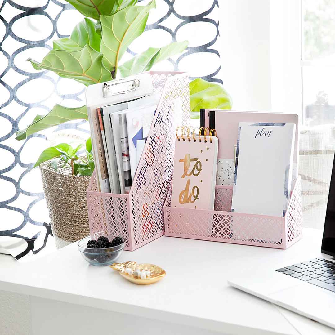 Pink Desk Rack Riviera 6 Piece Pink Desk Organizer Set | Blu Monaco