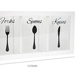 Load image into Gallery viewer, White Wooden Cutlery Caddy with Knife, Fork, and Spoon Pictures
