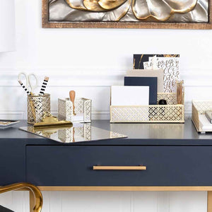 Load image into Gallery viewer, Riviera 6 Piece Gold Desk Organizer Set
