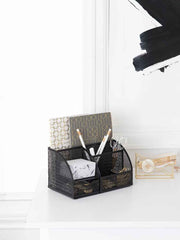 Load image into Gallery viewer, Fontvieille Unique Metal Black Desk Organizer with Drawer
