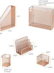 Load image into Gallery viewer, Fontvieille 5 Piece Rose Gold Desk Organizer Set with Desktop Hanging File Organizer
