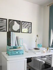 Load image into Gallery viewer, Fontvieille Desk Organizer with File Sorters and Drawer - Aqua
