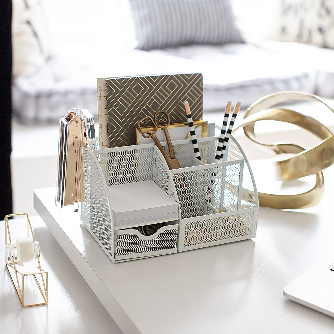 White and gold discount desk organizer