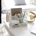 Load image into Gallery viewer, Fontvieille Unique Metal White Desk Organizer with Drawer
