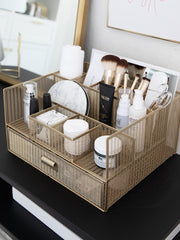 Load image into Gallery viewer, Gold Desk Organizer with Drawer

