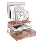 Load image into Gallery viewer, Rose Gold Desk Organizer with File sorters and Drawer

