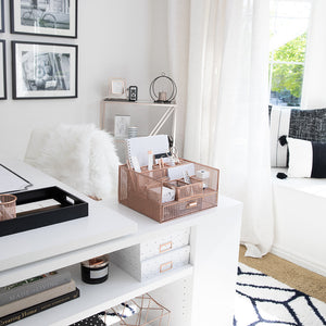 Rose Gold Desk Organizer with Drawer