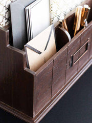 Load image into Gallery viewer, Brown Wooden Mail Organizer - 3 Tier Brown Desk Organizer
