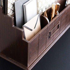 Brown Wooden Mail Organizer - 3 Tier Brown Desk Organizer