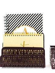 Load image into Gallery viewer, Blu Monaco Bronze Desk Organizer for - 3 Piece Desk Accessories Set - Bronze Trellis Pattern - Blu Monaco
