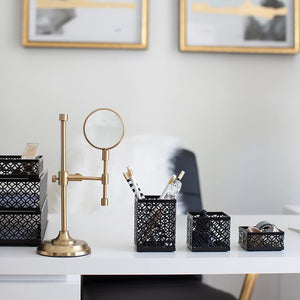 Riviera 6 Piece Black Interlocking Desk Organizer Set