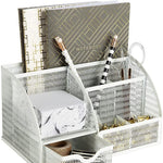 Load image into Gallery viewer, Fontvieille Unique Metal White Desk Organizer with Drawer
