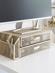 Load image into Gallery viewer, Gold Monitor Stand with Drawers
