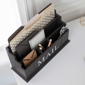 Espresso Brown Wooden Mail Organizer - 3 Tier