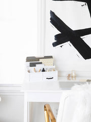 Load image into Gallery viewer, White Wooden Mail Organizer with Pen Holder and Drawer
