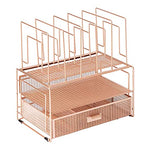 Load image into Gallery viewer, Fontvieille Desk Organizer with File Sorters and Drawer - Rose Gold
