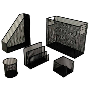 Load image into Gallery viewer, Fontvieille 5 Piece Black Desk Organizer Set With Desktop Hanging File Organizer
