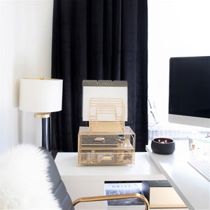 Load image into Gallery viewer, Gold Desk Organizer with File sorters and Drawer
