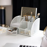 Load image into Gallery viewer, Fontvieille Unique Metal White Desk Organizer with Drawer
