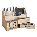 Load image into Gallery viewer, Wooden Mail Organizer Desktop with Block Calendar – Mail Sorter Countertop Organizer – Desk Decorations for Women Office - Blu Monaco
