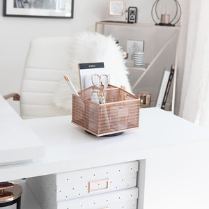 Load image into Gallery viewer, Rose Gold Rotating Pen Cup - Pencil Cup
