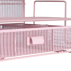 Fontvieille Desk Organizer with File Sorters and Drawer - Pink