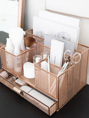 Load image into Gallery viewer, Rose Gold Desk Organizer with Drawer
