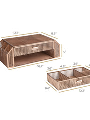 Load image into Gallery viewer, Rose Gold Monitor Stand with Drawers
