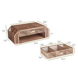 Load image into Gallery viewer, Rose Gold Monitor Stand with Drawers
