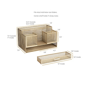 Gold Desk Organizer with Drawer