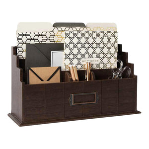 Brown Wooden Mail Organizer - 3 Tier Brown Desk Organizer