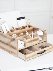 Load image into Gallery viewer, BLU MONACO Natural Wooden Office Supplies Organizer
