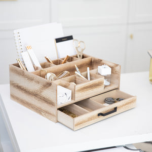 Load image into Gallery viewer, BLU MONACO Natural Wooden Office Supplies Organizer
