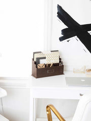 Load image into Gallery viewer, Brown Wooden Mail Organizer - 3 Tier Brown Desk Organizer
