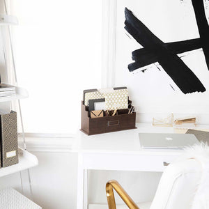 Load image into Gallery viewer, Brown Wooden Mail Organizer - 3 Tier Brown Desk Organizer
