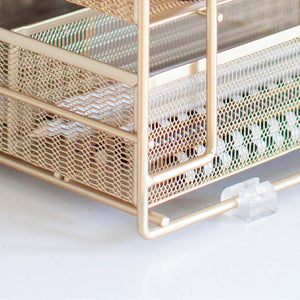 Gold Desk Organizer with File sorters and Drawer