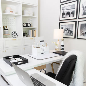 Load image into Gallery viewer, White Wooden Office Supplies Organizer
