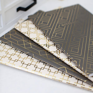 One (1) Decorative Notebook - Dark Grey or Cream with Gold Foil