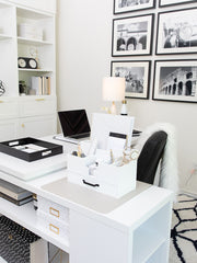 Load image into Gallery viewer, White Wooden Office Supplies Organizer
