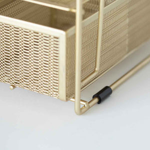 Fontvieille Desk Organizer with File Sorters and Drawer - Gold