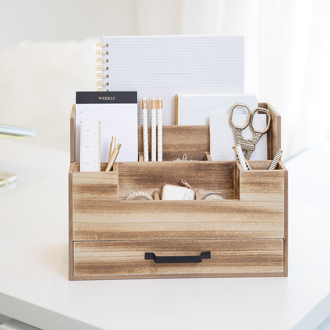 MissionMax Bamboo Wood Desk Organizer with File Organizer for Office  Supplies Storage & Desk Accessories. Perfect Decor combo for Desk  Organization